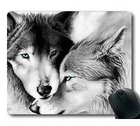 Cojín de ratón de Yanteng, cojín de ratón de Goma del Juego del Caucho del Arte del Lobo del Amor Animal (Multicolor)