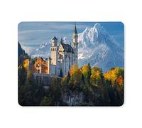 Cojín de ratón del Juego, cojín de ratón Castillo de Neuschwanstein de montañas Nevadas y cojín de ratón del Ordenador de los árboles