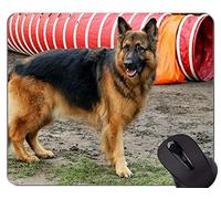 Cojín de ratón del Perro del Amigo del Pastor alemán, Alfombrilla de ráton del Perro con el Borde Cosido