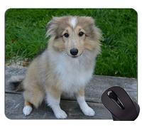 Cojín de ratón del perro del amigo del pastor alemán, alfombrilla de ráton del perro con el borde cosido