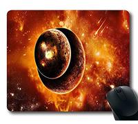 Cojín de ratón del Planeta, Fuego Alrededor del Planeta Cojín de ratón del Caucho del rectángulo Personalizado Cojín de ratón oblongo del Juego