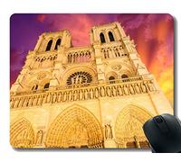 Cojín de ratón del rectángulo, Cielo Notre Dame Que construye la Puesta del Sol Implacable de Goma Mousepad de los Bordes cosidos