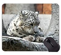 Cojín de ratón Original de Encargo de la Serie del Leopardo, cojín de ratón del Leopardo de Leopardo de Nieve con el Borde Cosido