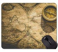 Cojín de ratón Original de Encargo de la Serie del Leopardo del Mapa, Vieja Carta náutica Mapa cojín de ratón del compás de los territorios históricos con el Borde Cosido