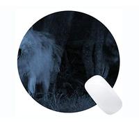 Cojín de ratón Redondo del Juego, casa Animal de la Noche Cielo Estrellado Luna Lobo Cojines de ratón para Las computadoras portátiles 230mm x 230mm x 3mm