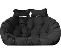 Cojín de repuesto impermeable para silla mecedora de dos plazas, para hamaca, columpio, sillón, cojines suaves con cordones y 2 cojines (150 x 110 cm)