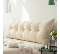 Cojín de respaldo de lujo para cama King, almohada de lectura para cabecero de cama, cojín triangular extra suave, respaldo de sofá para ver la televisión o juegos, 200 cm (60 x 55 x 20 cm, beige)
