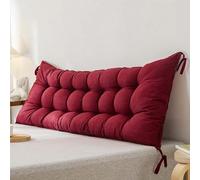 Cojín de Respaldo para Cama y Sofá, Almohada de Lectura Lumbar con Lazos | Cojín de 150 x 50 cm con lazadas de fijación para sujetarlo al cabecero o sofá