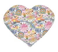 Cojín de semillas de colza con forma de corazón, aprox. 30 x 25 cm, tela orgánica Flower Power, cojín térmico, cojín de granos de corazón, un regalo encantador