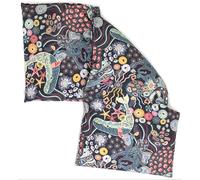 Cojín de semillas de lino 20 x 50 cm, 3 cámaras, tejido ecológico "bajo el agua" - 2 en 1 - Cojín térmico y cojín frío para microondas, horno, congelador