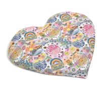 Cojín de semillas de lino con forma de corazón, aprox. 30 x 25 cm, tela orgánica Flower Power, cojín térmico para microondas y horno