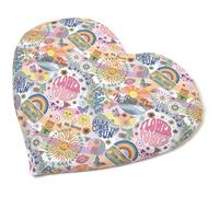 Cojín de semillas de uva con forma de corazón, aprox. 30 x 25 cm, tela orgánica Flower Power, cojín térmico, cojín de granos, un regalo encantador