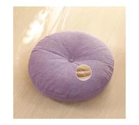 Cojín de suelo japonés Tatami, cojín redondo de lino y algodón minimalista, desmontable, grueso, lavable, meditación, yoga, asiento para ventana, bahía, balcón, habitación zen (morado claro, 40 cm)