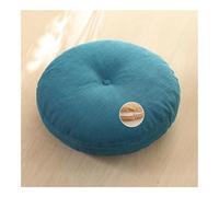 Cojín de suelo japonés Tatami, cojín redondo de lino y algodón minimalista, desmontable, grueso, lavable, para meditación, yoga, para ventana, bahía, balcón, habitación zen (azul lago, 70 cm)
