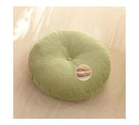 Cojín de suelo japonés Tatami, cojín redondo de lino y algodón minimalista, desmontable, grueso, lavable, meditación, yoga, asiento para ventana, bahía, balcón, habitación zen (verde, 50 cm)