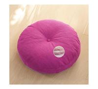 Cojín de suelo japonés Tatami, cojín redondo de lino y algodón minimalista, desmontable, grueso, lavable, para meditación, yoga, para ventana, bahía, balcón, habitación zen (rojo rosa, 50 cm)