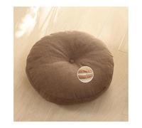 Cojín de suelo japonés Tatami, cojín redondo de lino y algodón minimalista, desmontable, grueso, lavable, para meditación, yoga, para ventana, bahía, balcón, habitación zen (marrón, 45 cm)