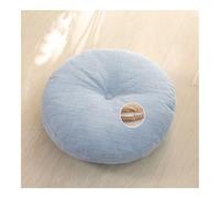 Cojín de suelo japonés Tatami, cojín redondo de lino y algodón minimalista, desmontable, grueso, lavable, meditación, yoga, asiento para ventana, bahía, balcón, habitación zen (azul, 40 cm/16")
