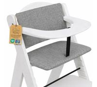 Cojín de trona bebé 2 piezas reductor de asiento respaldo Hauck madera | funda infantil para Hauck escalera de madera respaldo repelente al agua velcro hecho a mano acolchado Gris