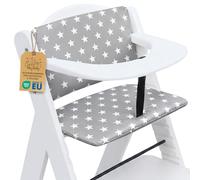 Cojín de trona bebé 2 piezas reductor de asiento respaldo Hauck madera | funda infantil para Hauck escalera de madera respaldo repelente al agua velcro hecho a mano acolchado Estrellas En Gris