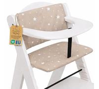 Cojín de trona bebé 2 piezas reductor de asiento respaldo Hauck madera | funda infantil para Hauck escalera de madera respaldo repelente al agua velcro hecho a mano acolchado Beige