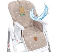 Cojín de trona reductor de asiento para bebé niños funda de asiento | funda para Chicco Polly Peg Perego tronas universal acolchado repelente al agua antideslizante Beige con estrellas blancas