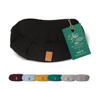 #DoYourYoga Cojín Zafu de Media Luna Ganesh con cáscara de Trigo sarraceno orgánico(KBA) Funda Lavable 100% algodón, 45 x 30 x 14 cm, meditación & Yoga - Negro