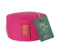 #DoYourYoga Yogabolster Vishnu Redondo con cáscaras de Trigo sarraceno orgánico - Cojín de meditación, Yin Yoga y Pilates - Funda Lavable 100% algodón - 30 x 15 cm/Rosa