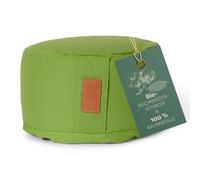 #DoYourYoga Yogabolster Vishnu Redondo con cáscaras de Trigo sarraceno orgánico - Cojín de meditación, Yin Yoga y Pilates - Funda Lavable 100% algodón - 30 x 15 cm/Verde Claro