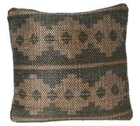 Cojín de yute de algodón en verde 45x45cm - Decoración natural y elegante para el hogar