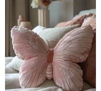 Cojín decorativo de mariposa, terciopelo rosa, detalle de purpurina, almohada de sofá para sala de estar (20 cm) (rosa 2)