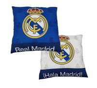 Cojín Decorativo Real Madrid Tamaño 40x40cm -, Salon o Dormitorio -Reversible con Escudo - Ideal para Aficionados al Futbol