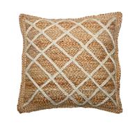 Cojín Decorativo Rústico de Yute Natural con Relleno Rayas-Bohemio. Adornos. Decoración del Hogar. Regalos Originales. Textil. 45 x 45 x 10 cm