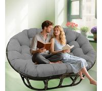 Cojín doble impermeable de gran tamaño para sillas de mimbre con forma de huevo, mullido, cojín reclinable para 2 personas, para balcón, patio, porche y dormitorio