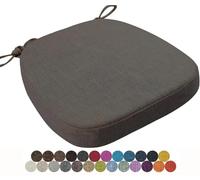 Cojín elevador de 43 x 42 x 3 cm de grosor, acolchado de espuma con funda extraíble y lazos seguros, almohadilla de asiento duradera para interiores y exteriores, hogar, patio