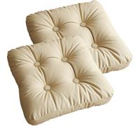 Cojín Elevador para Sillón Grande de 10 cm de Grosor Suave Al Tacto Acolchado A Mano de Piel Sintética Impermeable para Sala de Estar Cocina Y Jardín (Beige 2 Piezas)