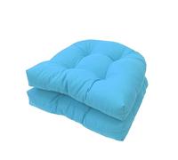 Cojín en forma de U para sillas de ratán, paquete de 2 cojines de exterior de 48 x 48 cm, suaves y resistentes a la intemperie, para jardín, patio, cocina, oficina (azul)