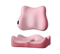 Cojín ergonómico de apoyo lumbar para silla de oficina, espuma viscoelástica, asiento de coche, viajes, soporte de coxis, color rosa, máxima comodidad y ayuda a la postura