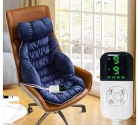 Cojín ergonómico de felpa con calefacción para silla, cojín de escritorio con reposabrazos, almohada suave para aliviar el dolor de espalda, cómodo cojín para silla (azul)