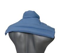 Cojín espalda superior, hombros y nuca con cuello - azúl claro - Saco térmico de semillas - Almohada cuello - Semillas de grosella -