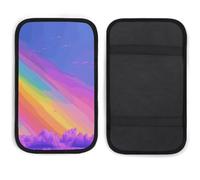 Cojín estético de arco iris para pasamanos de coche, suave, cómodo, antideslizante, cojín para reposabrazos de coche, decoración universal, funda de consola central de coche para la mayoría de coches