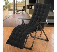 Cojín extra grueso negro suave y cómodo para jardín, terraza, balcón, ventana de bahía, 150 x 50 cm, esencial para muebles de exterior