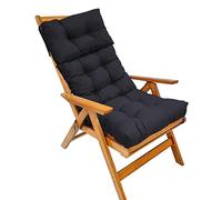 Cojín for Silla de jardín con Respaldo Alto Cojines de Asiento for Silla de jardín Hechos a Mano y Resistentes a los Rayos UV for sillas Adriondack 125 x 55 cm (Color : Schwarz, Size : 1 UK)
