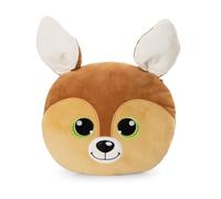Cojín GLUBSCHIS Cervatillo Feena de 32 x 32 cm, marrón, Suave, con diseño de Animal de Peluche, para niños, niñas, bebés y Amantes de los Peluches, Ideal para casa, guardería o Viajes, 62206