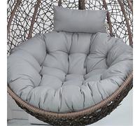 Cojín Grueso para Silla Colgante Tipo Huevo, de Exterior, con reposacabezas, de Repuesto, Redondo, para Columpio - Diámetro: 90/100/110 cm (35, 43, 39, 3, 43, 31 Pulgadas)(Silver Gray,110cm)