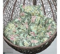 Cojín Grueso para Silla Colgante Tipo Huevo, de Exterior, con reposacabezas, de Repuesto, Redondo, para Columpio - Diámetro: 90/100/110 cm (35, 43, 39, 3, 43, 31 Pulgadas)(Green Lotus Leaf,90cm)