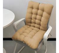 Cojín grueso para silla con respaldo, cojín para sillón con lazos, cojín de asiento trasero de algodón para jardín, sofá reclinable, oficina (80 x 40 cm, caqui)