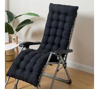 Cojín grueso para silla de estar al aire libre, largo, suave y transpirable, para jardín e interiores, color negro, 180 x 40 cm, perfecto para tumbonas y tumbonas