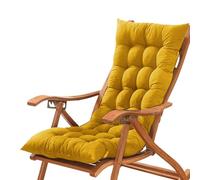 Cojín grueso para silla de oficina con respaldo bajo con lazos, cojín de silla con respaldo para asiento trasero para el hogar, jardín, tumbonas reclinables (120 x 50 cm, amarillo)