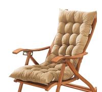 Cojín grueso para silla de oficina con respaldo bajo con lazos, cojín para silla con respaldo para asiento trasero para el hogar, jardín, tumbonas reclinables (150 x 50 cm, caqui)